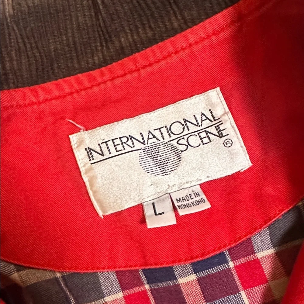 Vtg Red Brown Corduroy Oversized‎ Workwear Barn Chore Coat Field Jacket Cotton L - Picture 4 of 9